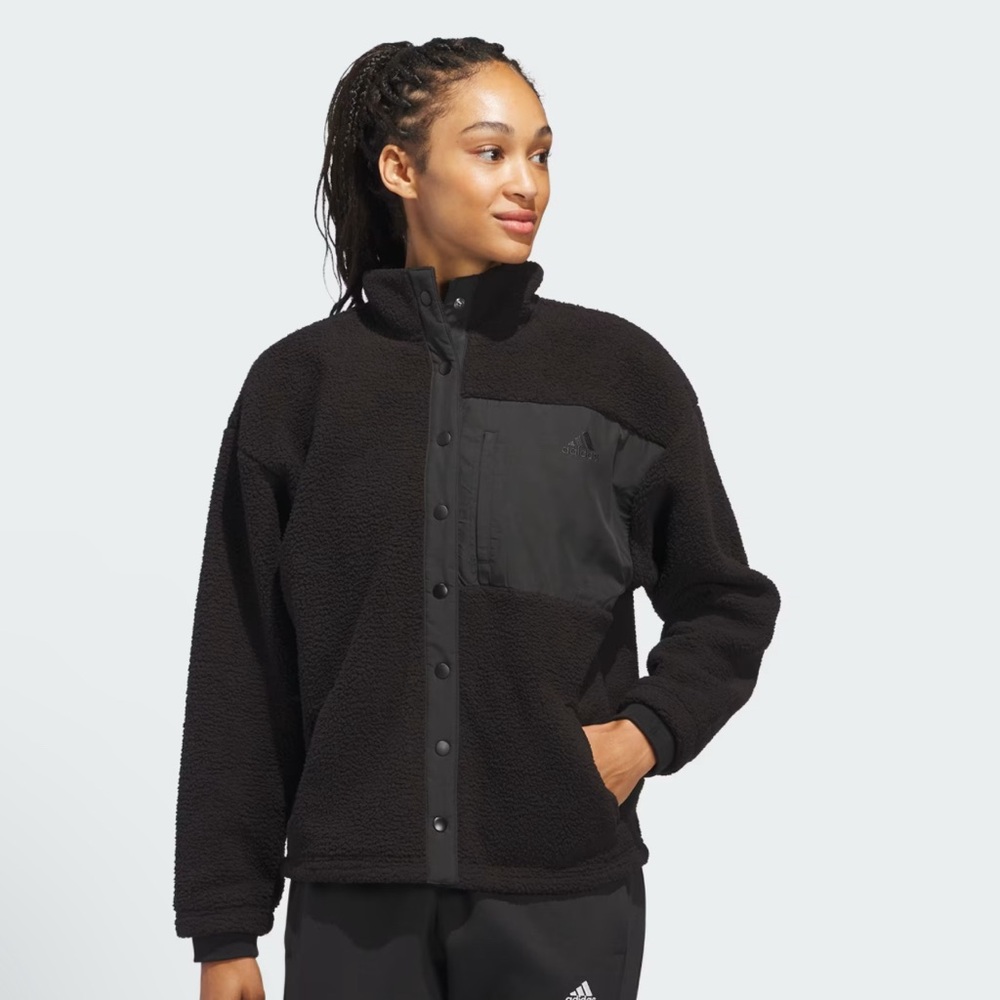 ADIDAS Coze Textured Fleece Snap-Up Jacket